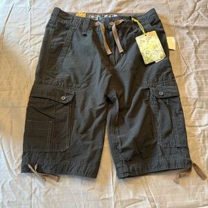 Wear First Cargo Shorts Men 31 Black Skater Grunge Drawstring Leg NEW
